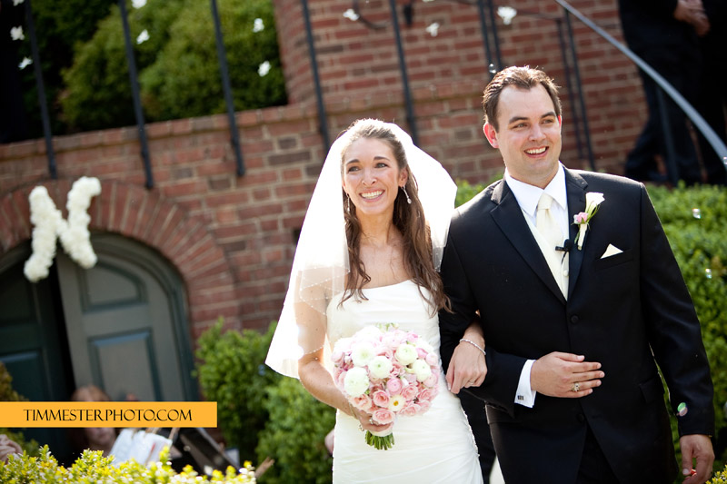 The newlyweds did a fabulous victory lap/recessional in the gardens with guests blowing bubbles.