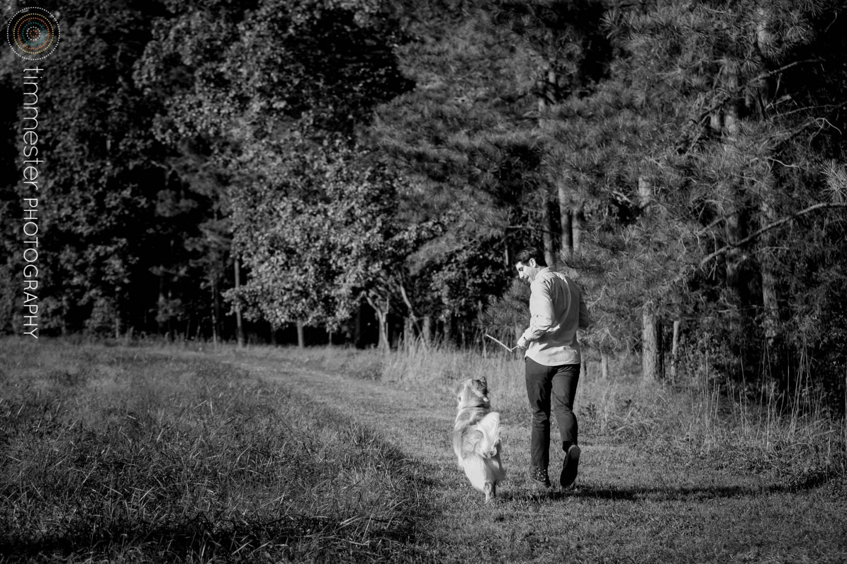 An engagement and puppy session at the Barn at Valhalla in Chapel Hill