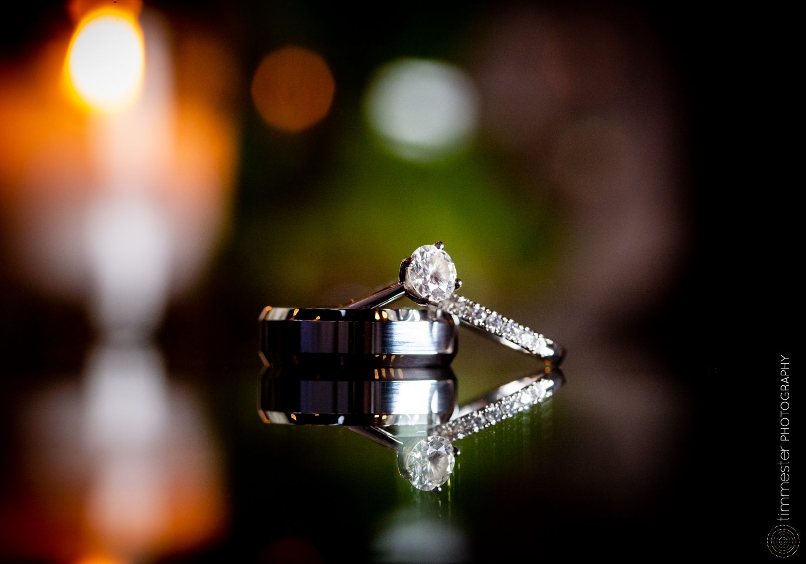 Jessica + David's wedding ring bling from their ceremony and reception at The Cotton Room in Durham, North Carolina.