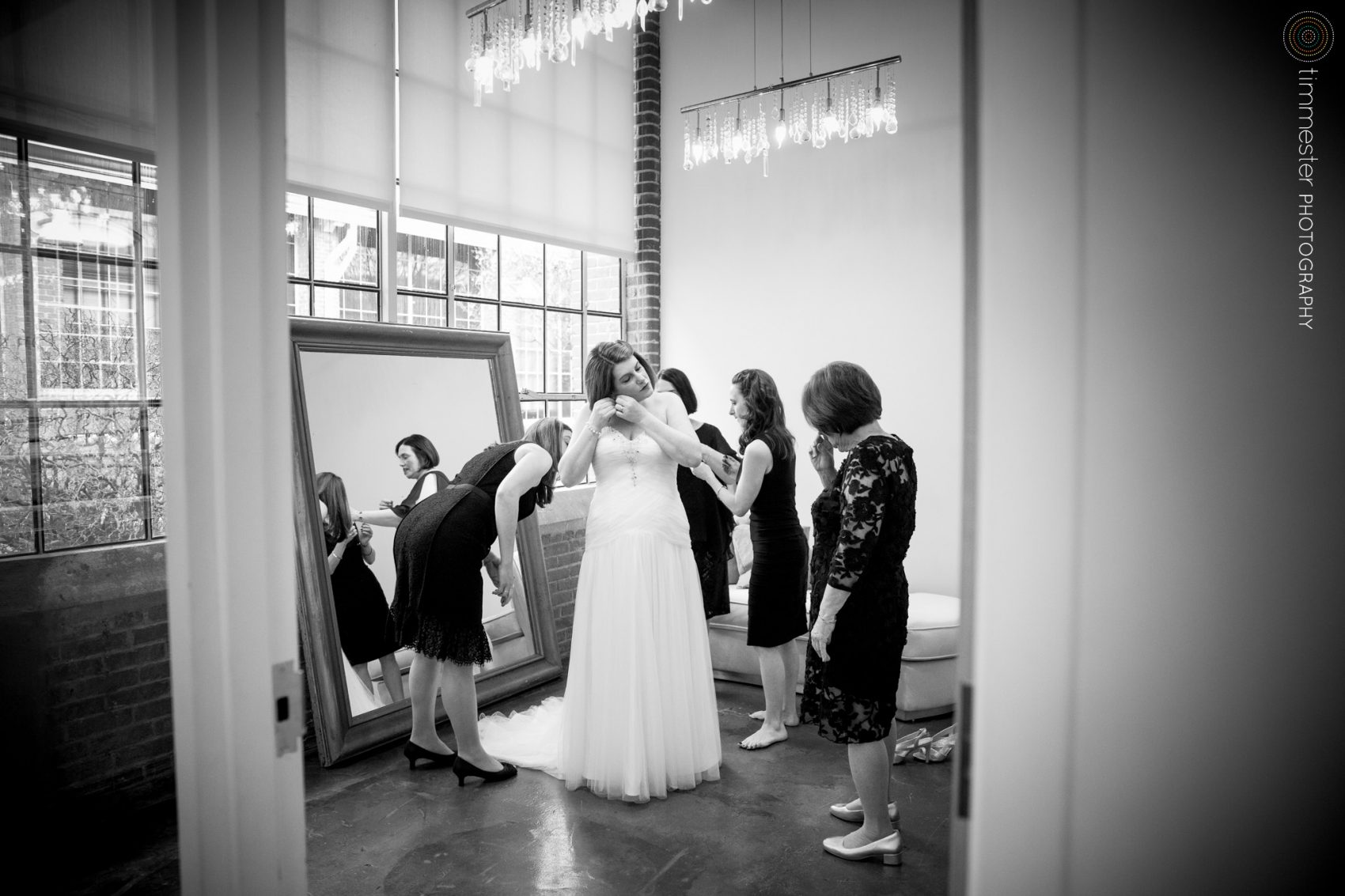 Jessica gets ready for her winter wedding to David at Durham's own The Cotton Room in North Carolina.