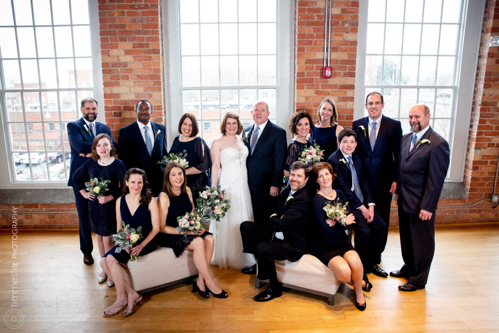 Wedding party portraits at The Cotton Room in Durham, NC.