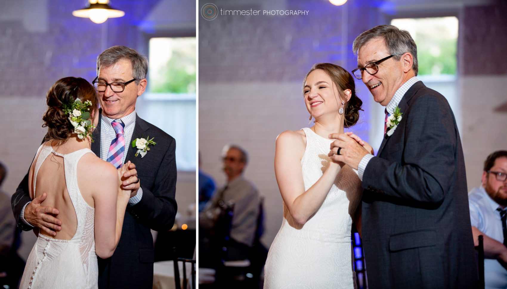 The father daughter dance at Sarah & Jacob's wedding reception in Raleigh at Traine.