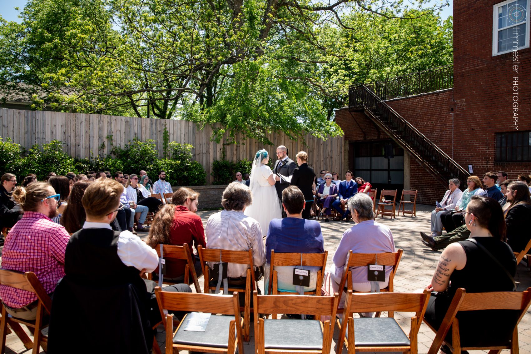 A circle wedding ceremony outdoors at The Cookery in Durham, NC.