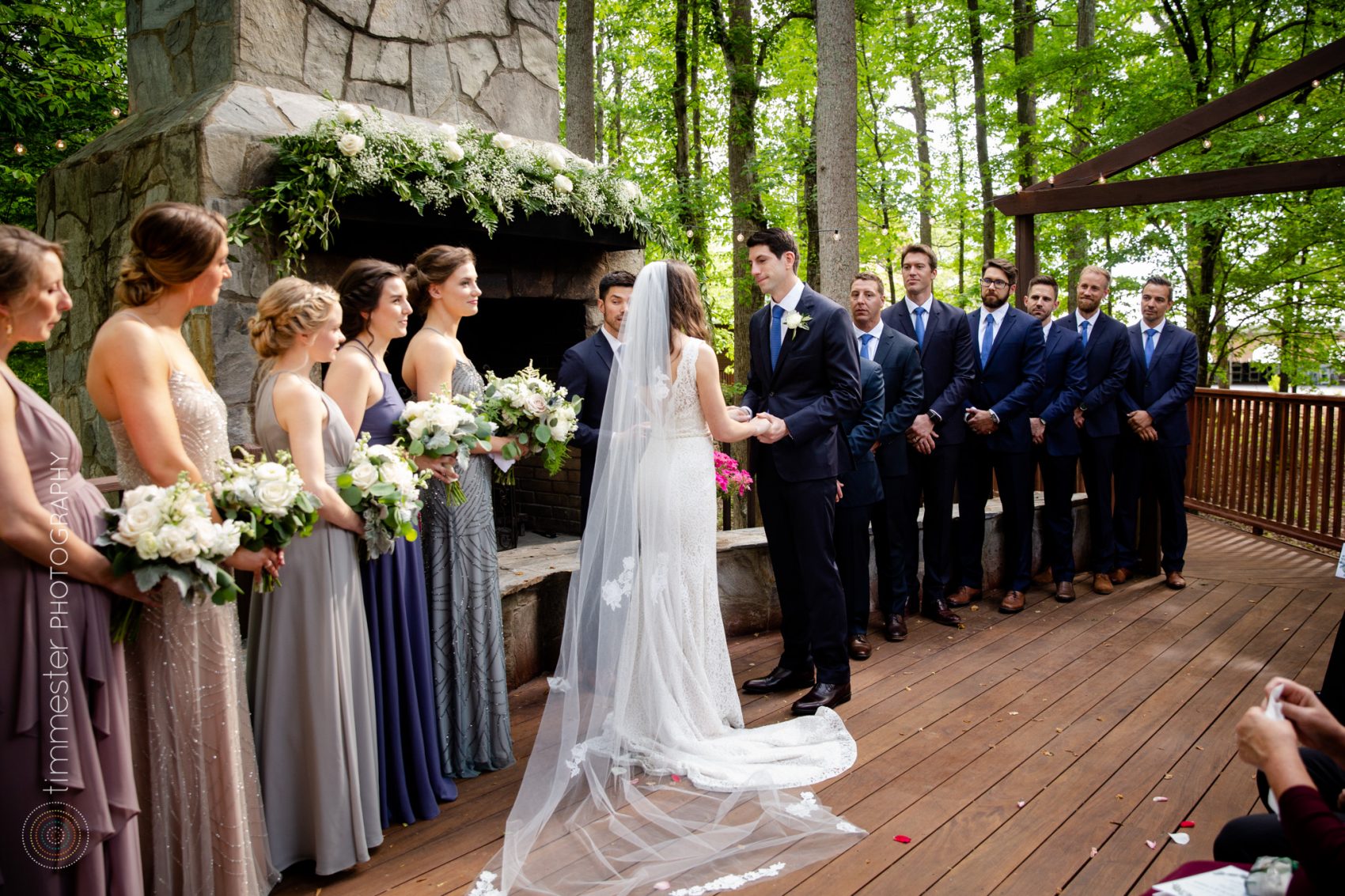 An outdoor wedding ceremony in North Carolina at the Barn at Valhalla.