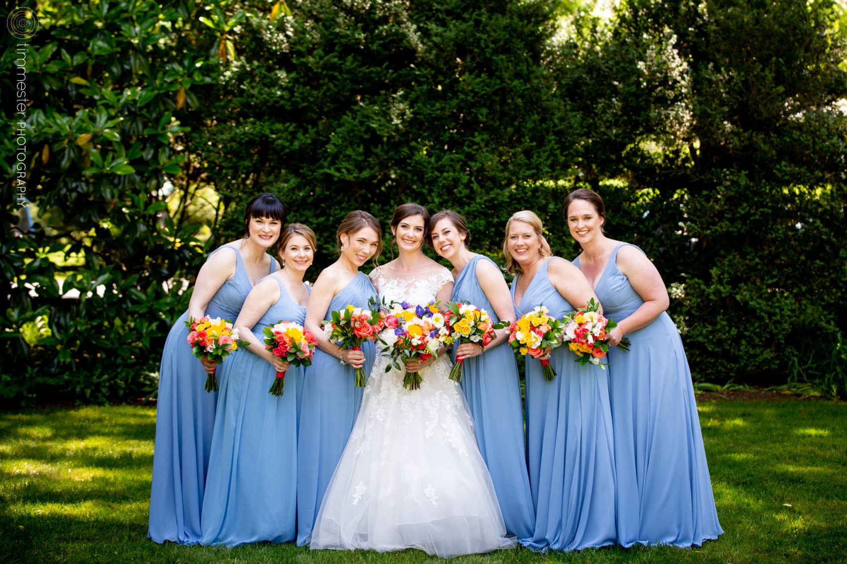 Spring wedding with bright florals for the bride and her bridal party in Washington, DC