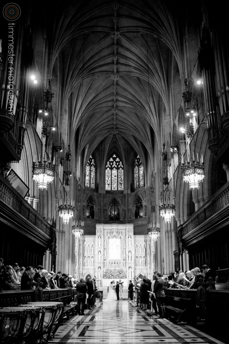 The National Cathedral for a bride and groom's wedding in Washington, DC.