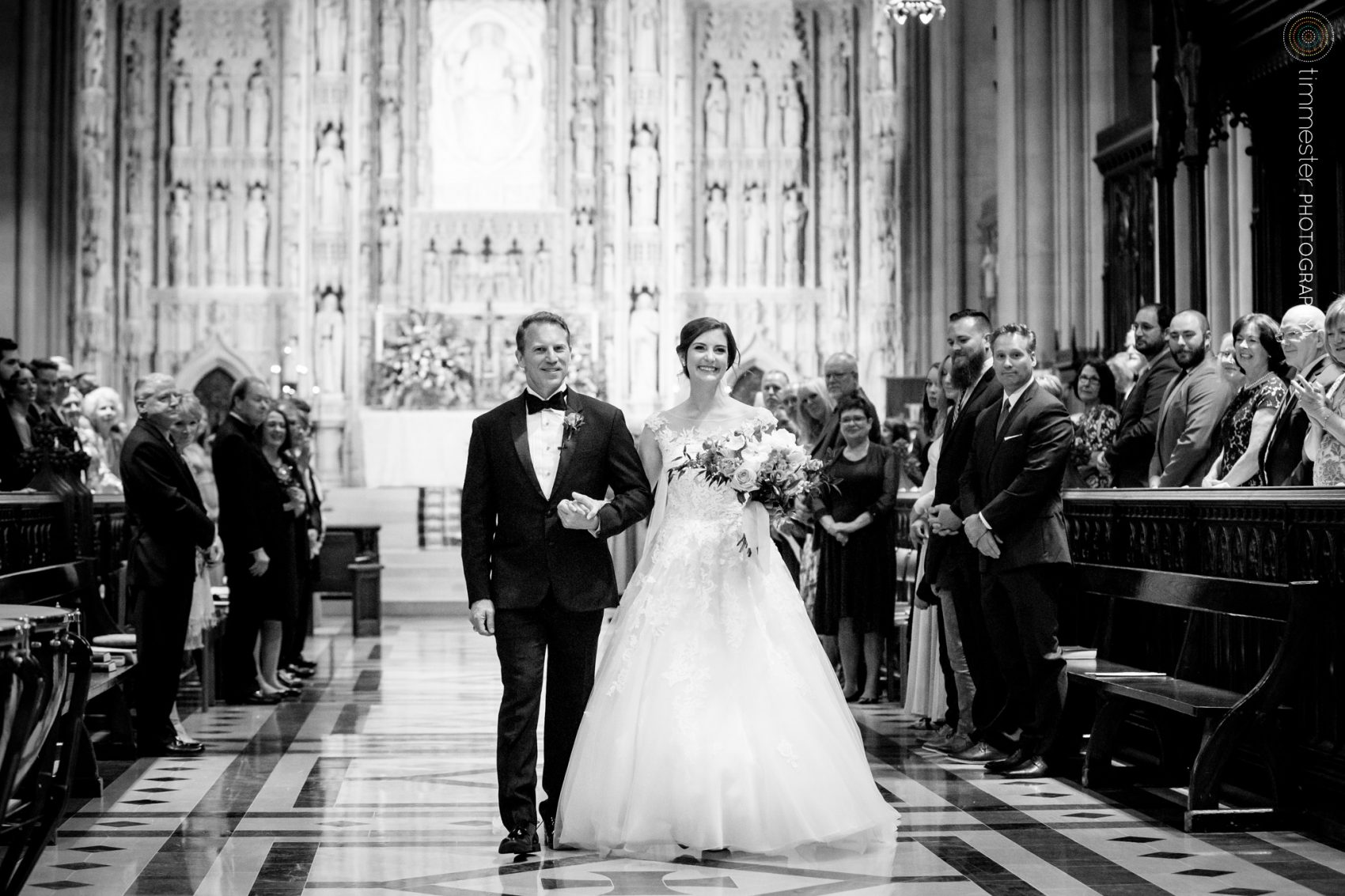 Just married after their wedding ceremony at Washington National Cathedral in DC!