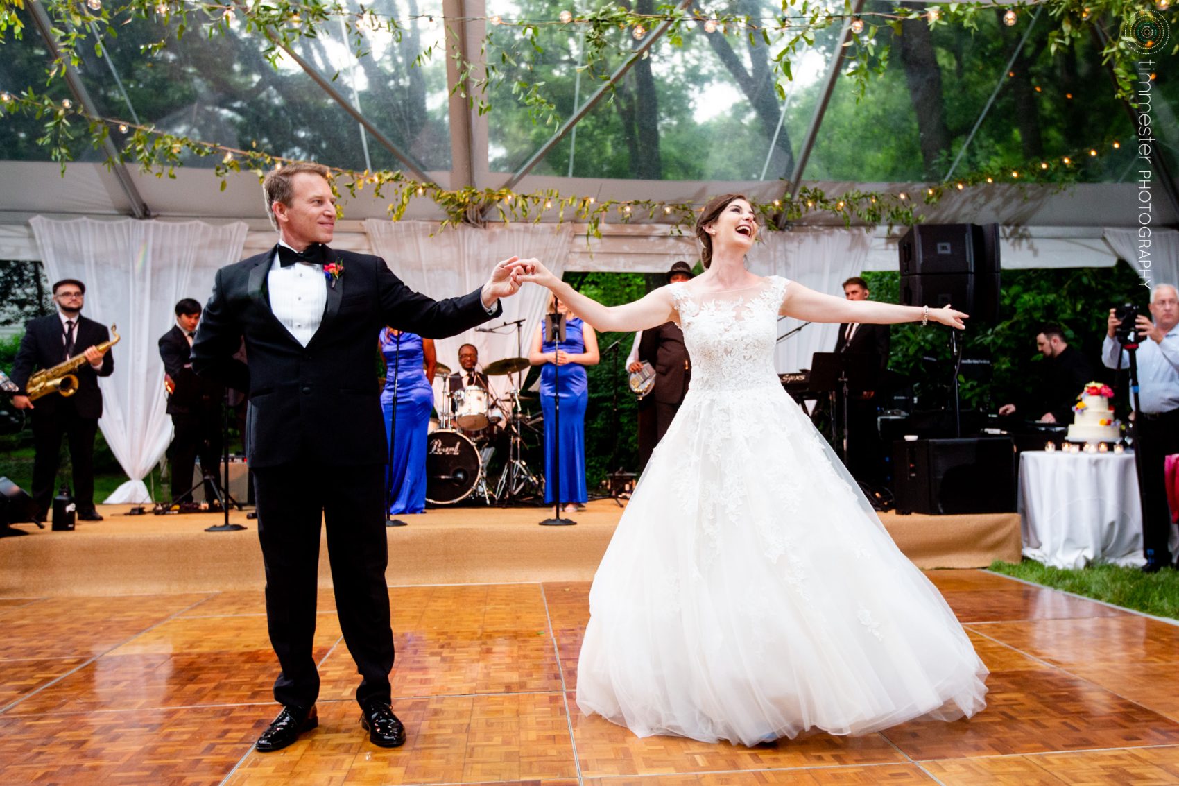 The first dance for the bride and groom at their private residence reception in McLean, Virginia.