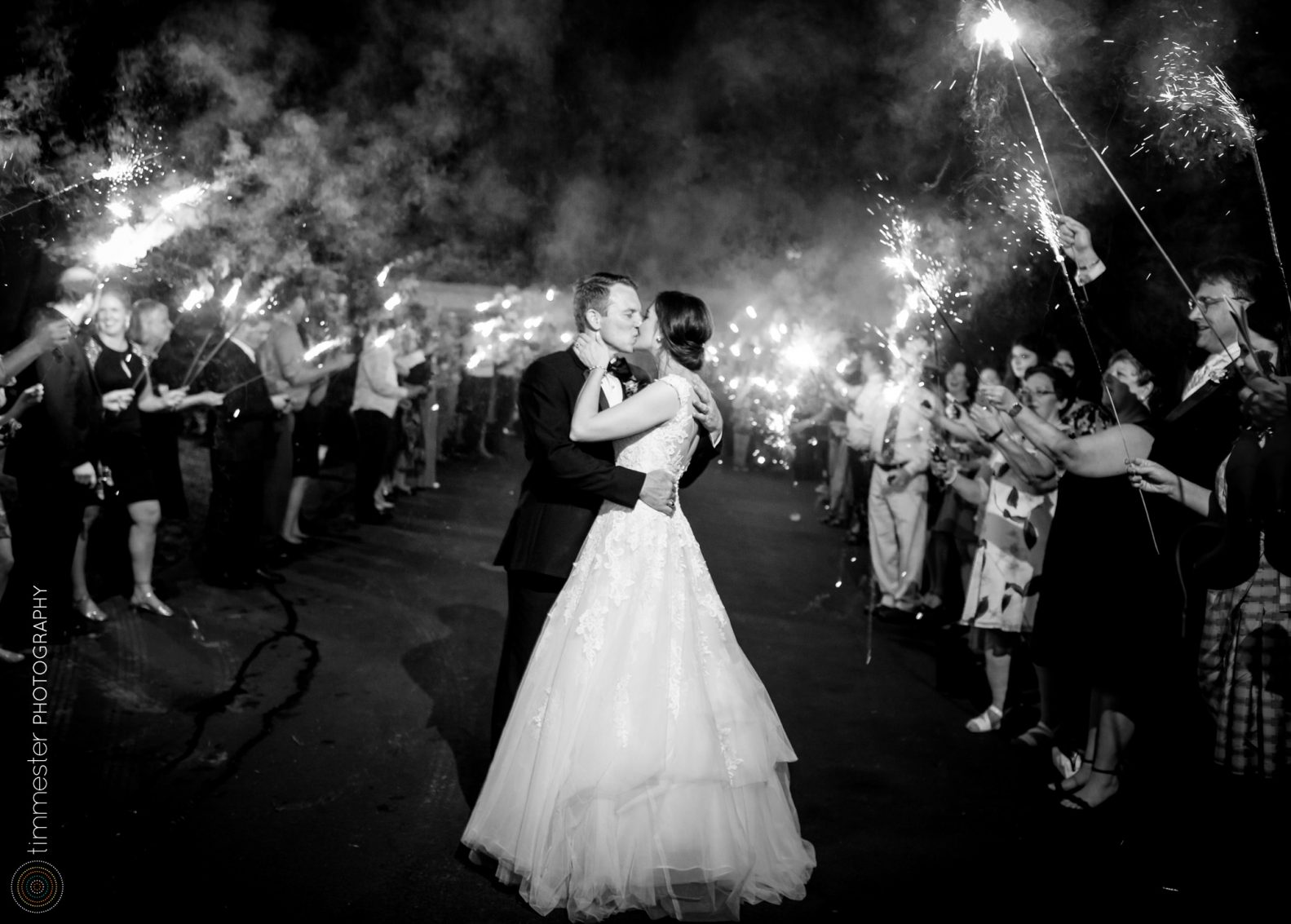 Sparkler exit for the bride and groom at their private home reception in Washington, DC.