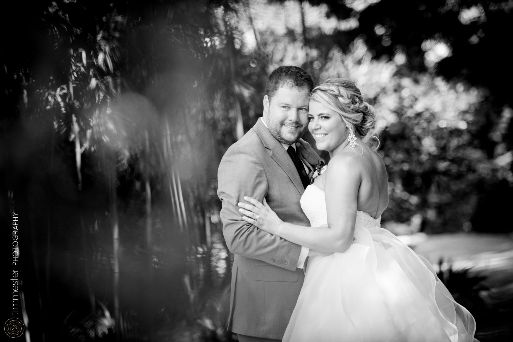 Bride and groom portraits in Durham, NC at Duke Gardens