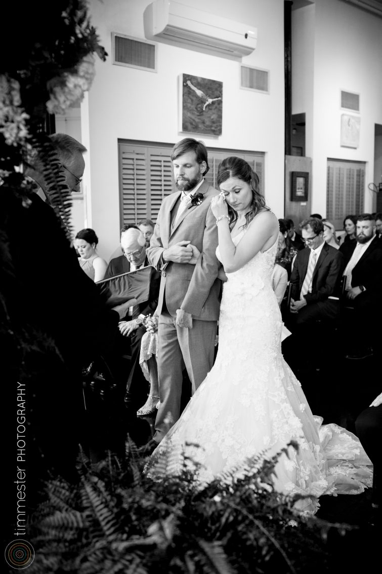 An intimate, indoor wedding ceremony at the restaurant Caffe Luna in Raleigh, NC.