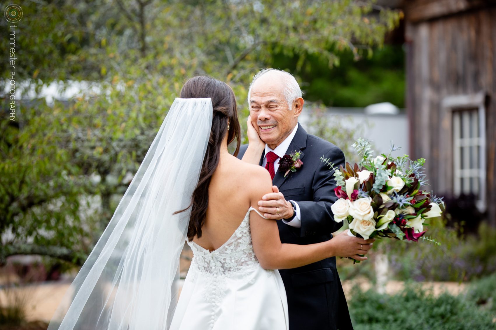 The bride and her grandfather at Sassafras Fork Farm in NC.