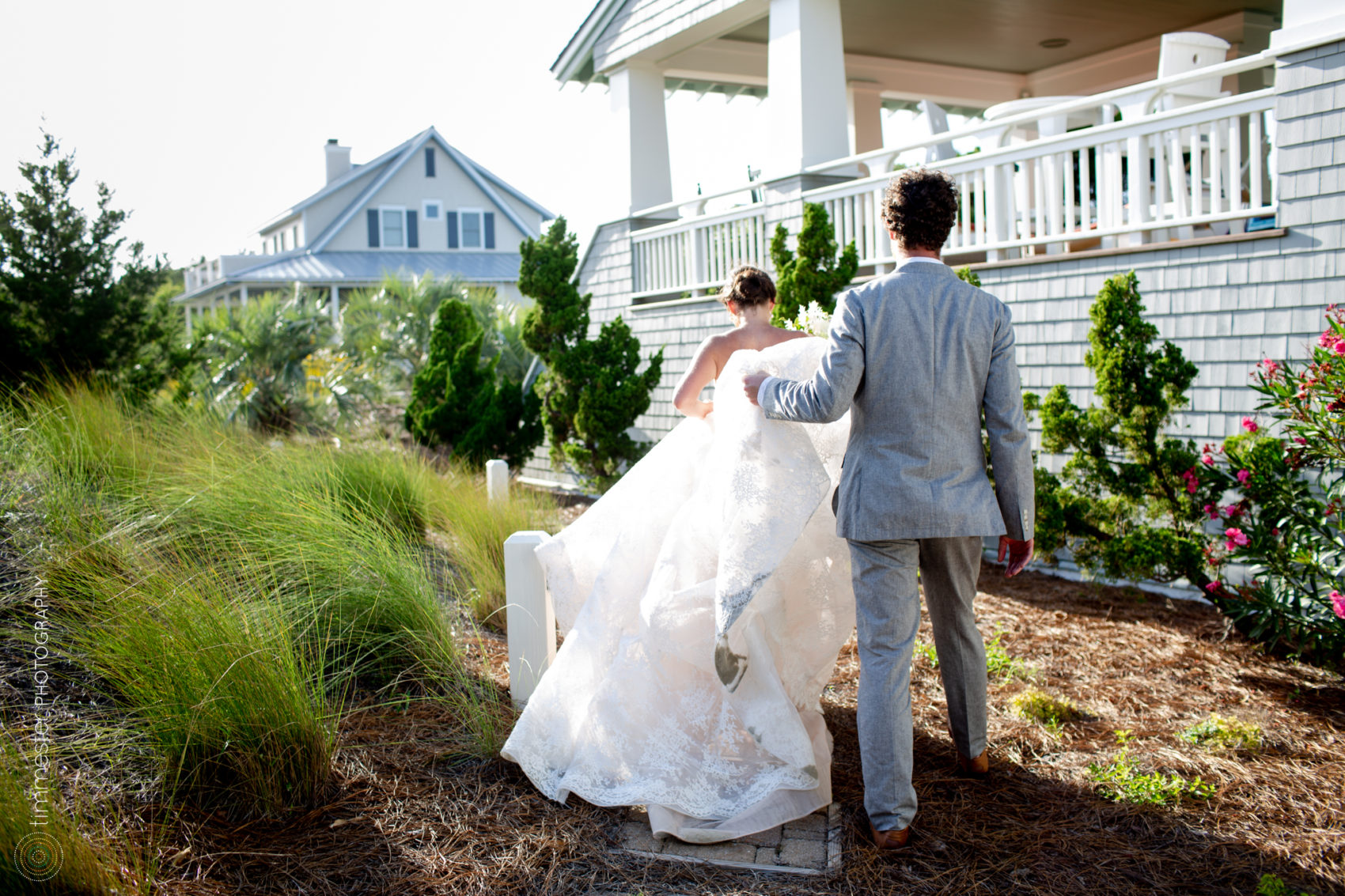 Newlyweds after their Bald Head Island beach ceremony in NC