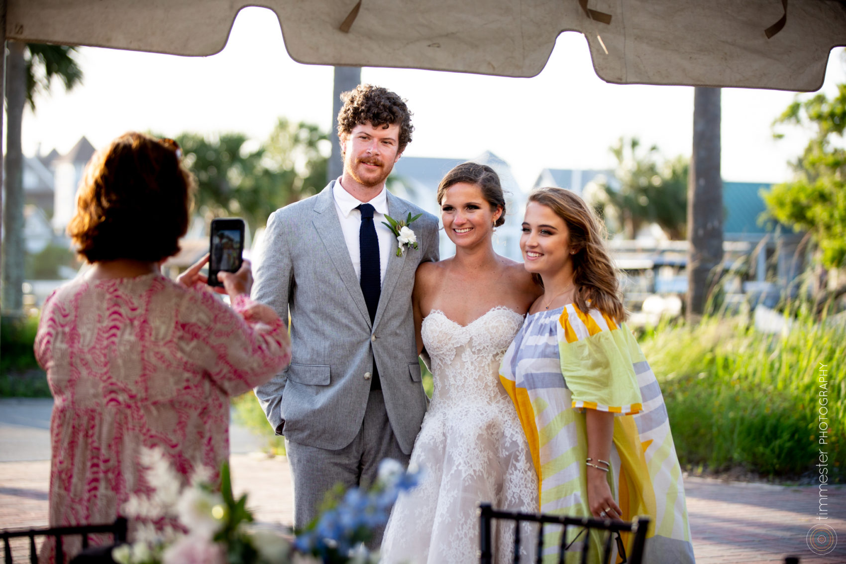 An outdoor wedding reception at Bald Head Island, North Carolina