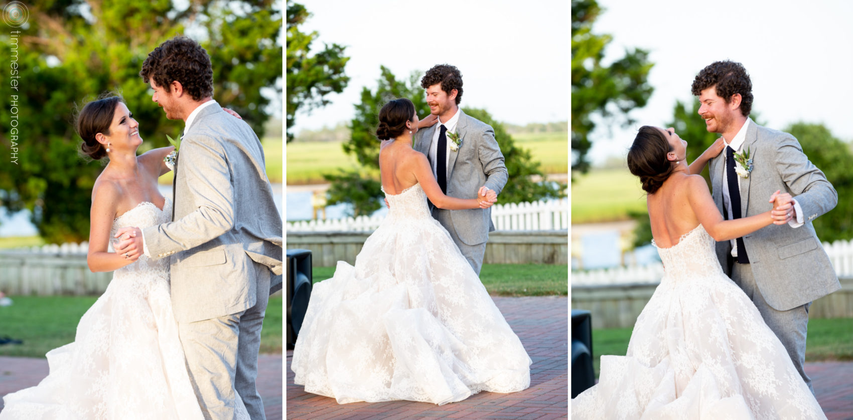 A beach wedding followed by an outdoor reception at Bald Head Island, NC