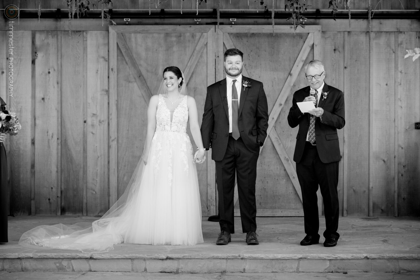An October, outdoor wedding ceremony in Siler City, NC at Rivers & Bridges.