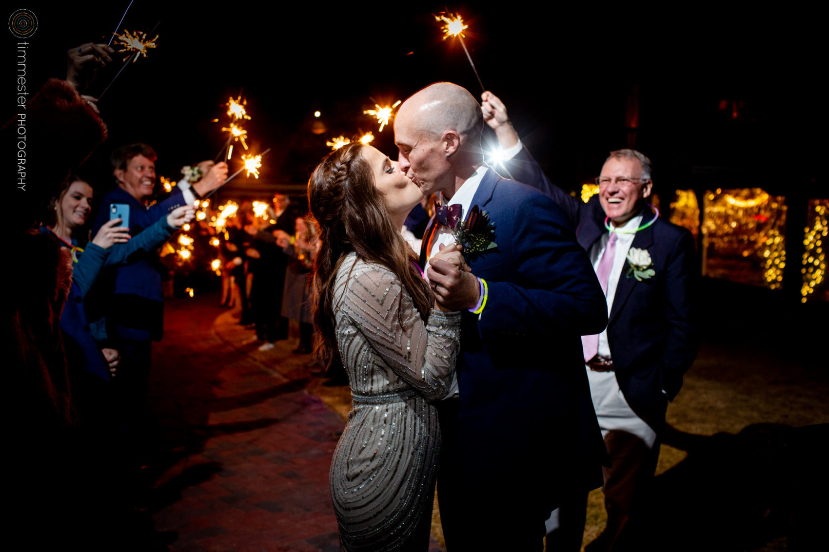 A winter sparkler exit at Chapel Hill Carriage House in North Carolina