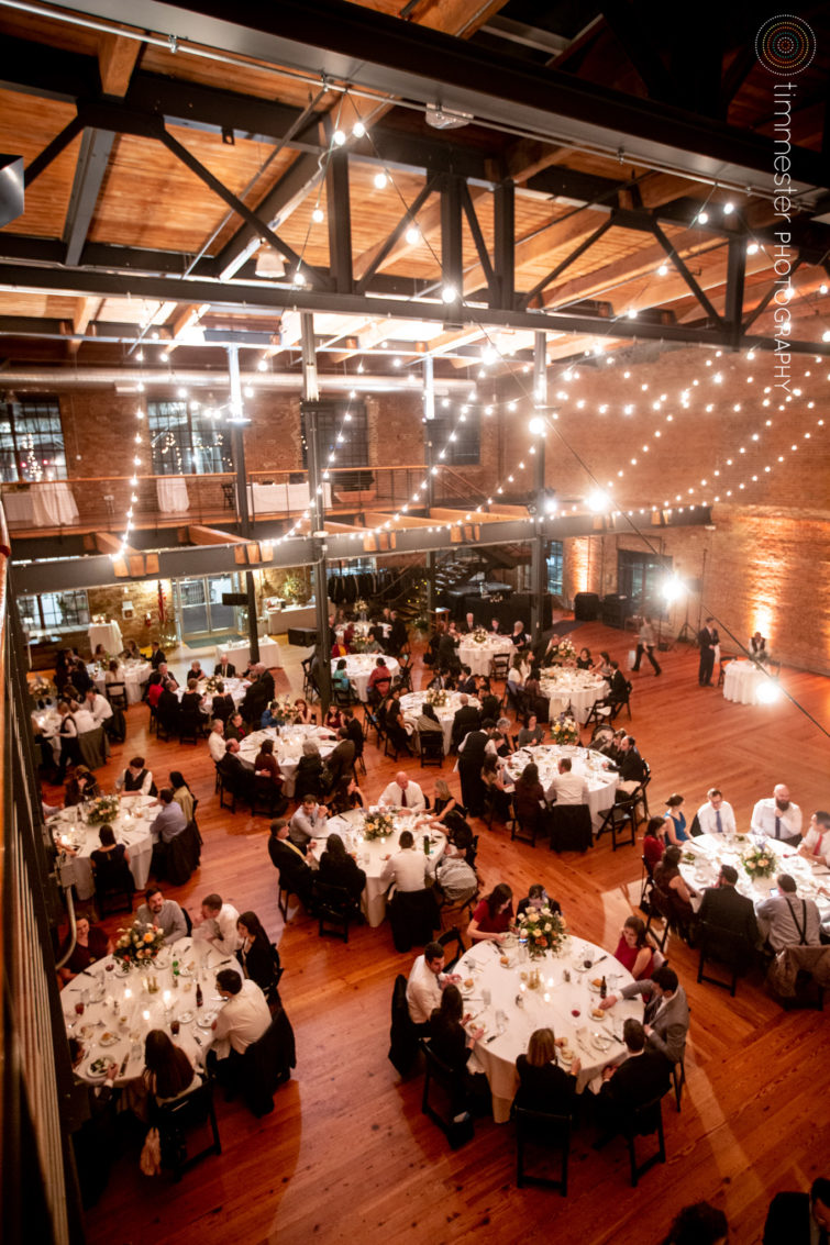 A wedding reception at the lovely Bay 7 of the American Tobacco Campus in Durham, NC