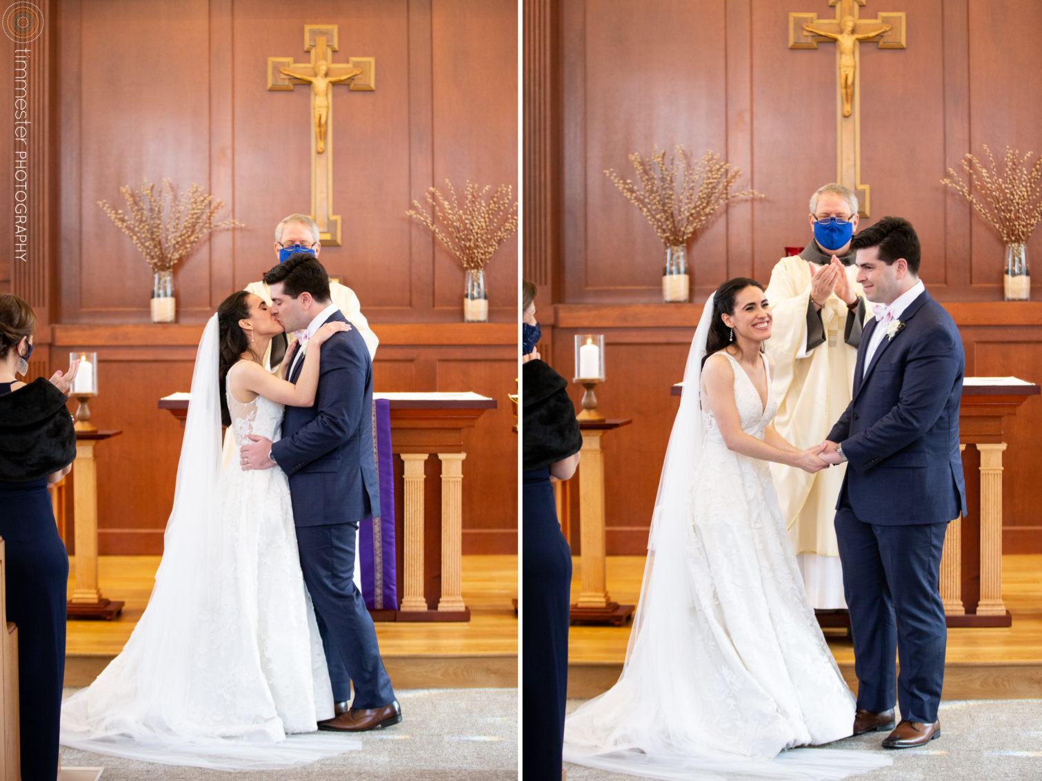 Wedding ceremony at St Thomas More Church in Chapel Hill, NC