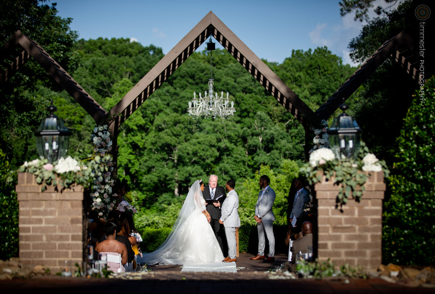 An outdoor wedding ceremony in NC at Highgrove Estate.
