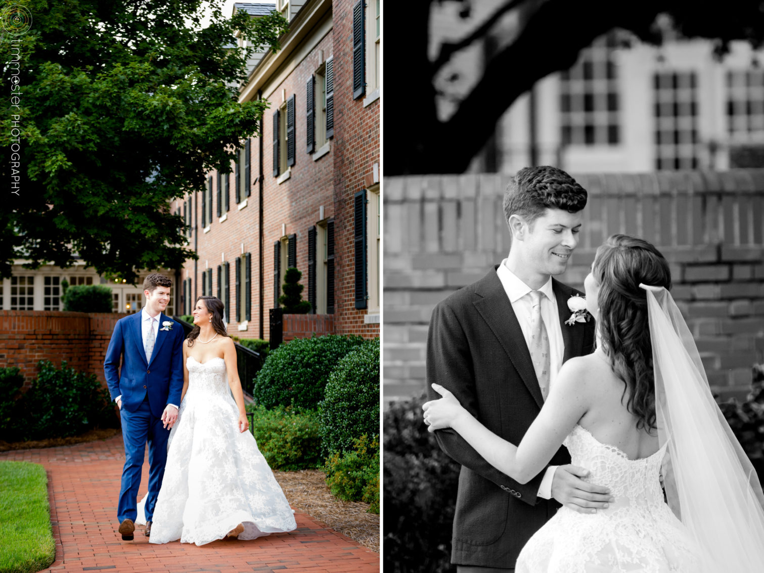 A wedding and bride and groom portraits at The Carolina Inn in NC.