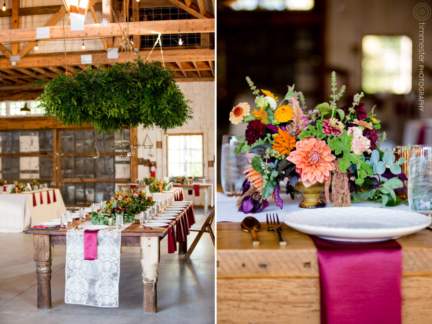 Rustic fall wedding with an indoor barn at Sassafras Fork Farm in Rougemont, NC
