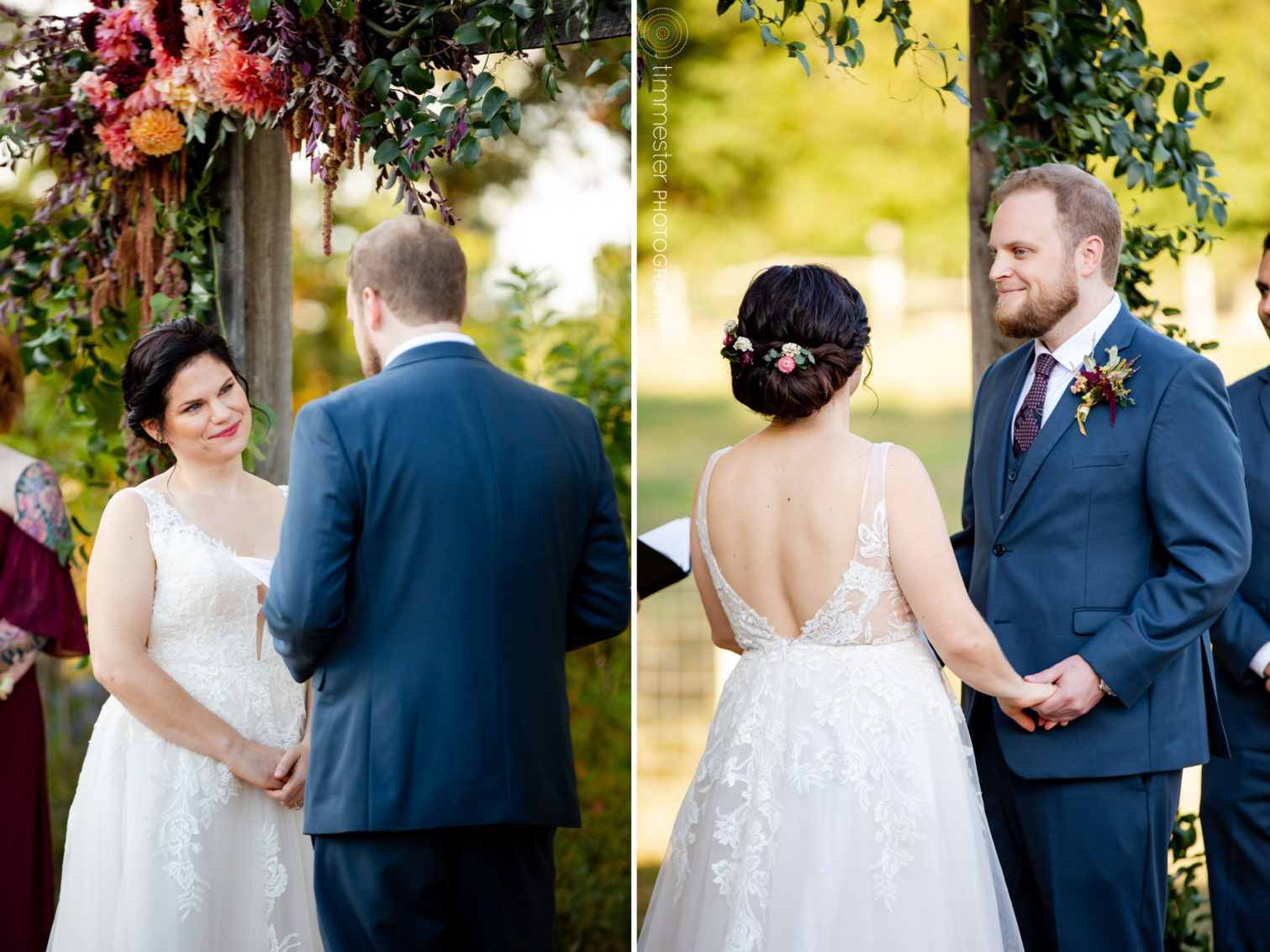 A Sassafras Fork Farm wedding outdoors in October in Rougemont, NC