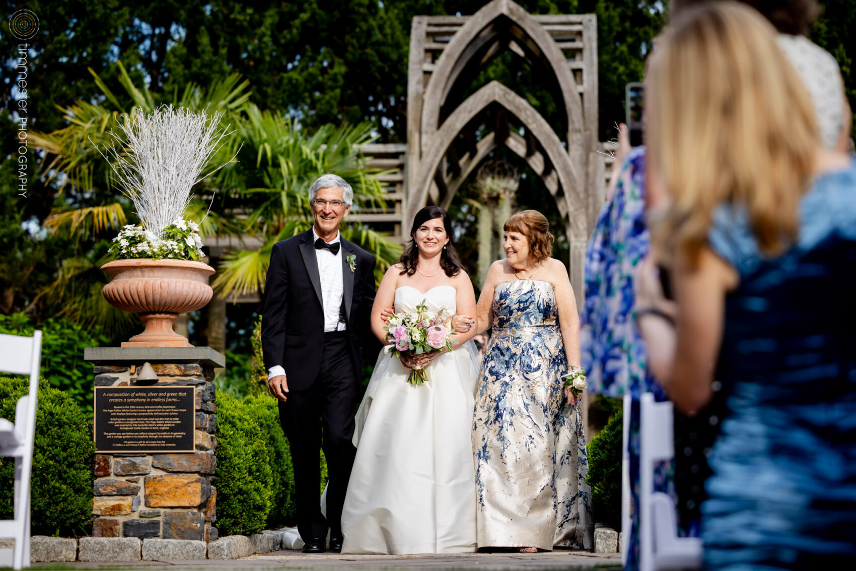 Wedding ceremony and reception at Duke Gardens in North Carolina