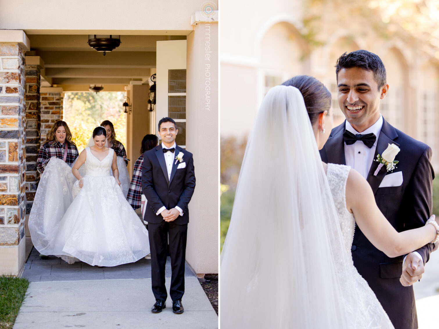 Wedding and First Look between the bride and groom at Washington Duke Inn