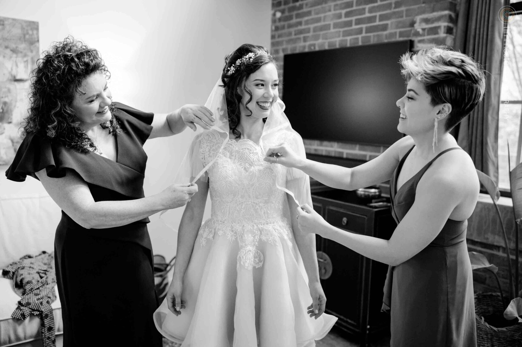 Haw River Ballroom wedding with bridal prep